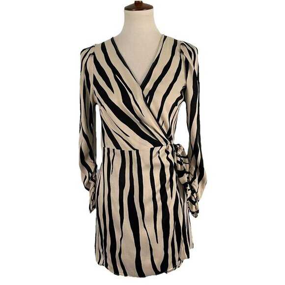 ZARA Long Sleeve Playsuit Romper Wrap Evening Party Cocktail Dress Small - Picture 2 of 12